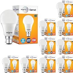 Wipro Garnet 9W LED Bulb for Home & Office |Cool Day White (6500K) | B22 Base|220 Degree Light Coverage |4Kv Surge Protection |400V High Voltage Protection |Energy Efficient | Pack of 10-17
