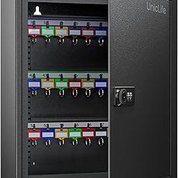Uniclife 60 Position Key Cabinet Steel Security Storage Box with Combination & Key Lock, Resettable, Digital, Adjustable Racks, Colorful Labels & Hooks-26