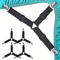 Bed Sheet Straps, Fitted Sheet Straps, Sheet Clips, Sheet Straps, Sheet Holders Keep Sheets Firm & Tight, Bed Scrunchie 4psc (Black-4pcs)-image-95