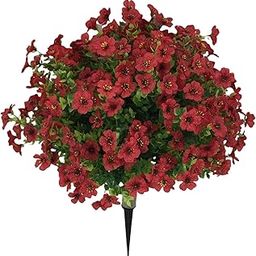 UJEAVETTE Garden Artificial Flower Stake Reusable Gift Lawn Decor for Porch Lawn Patio Red-image-3
