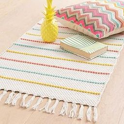 Cotton Colourful Striped Floor Rug (Off White Mix, 2X5 FIT)-22