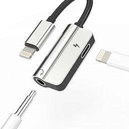 Lightning to 3.5mm iPhone Adapter for Headphone Jack AUX Charger Dongle Splitter Audio Adaptador para 2in1 Cable Compatible with 7 8 X Xr 13 12 11 Pro Apple MFI Certified Earphone Ipad Converter Cord-23
