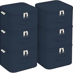 JD FRESH 6 Pc Nylon Large Cloth Organizer for Storage/Moisture Proof Cloth Storage Organizer with Handle/Underbed Storage Box/storage bag with Zipper for Saree/Blankets/Bed Sheets (Navy Blue)-38