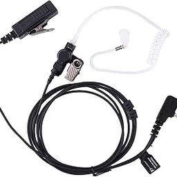 KS K-STORM Covert Acoustic Tube Walkie Talkie Earpiece Headset with Big PTT and Mic for 2 Pin Kenwood Two Way Radio, PU Material, Black (Kenwood)-image-32
