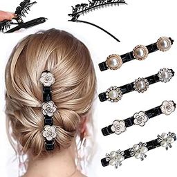 ANNACREATIONS Korean Style Sparkling Crystal Stone Braided Hair Clip With 3 Small Hair Clip For Girls Women Pack Of 4 Pcs-image-24