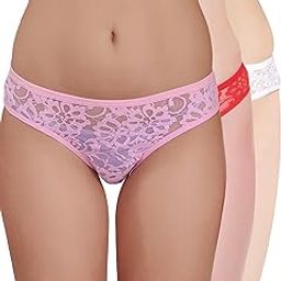 Women's Mid-Rise Net Self Design Panties Bikini Briefs Set (Pack of 3)-picture-6