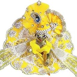 Partish Laddu Gopal Heavy Janamashtmi Poshak with Pagdi, Patka and Choli (Size 3) l Ladoo Gopal Dress l Bal Gopal l Kanha Ji Thakur Ji Dress(Yellow A)-image-35