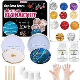 exploralearn Ultimate Resin Art Kit - DIY Coaster Kit with 200 gm Epoxy Resin and silicone moulds - Comprehensive Resin Art Materials - Mica, Glitters and Flakes|Resin Art Kit for beginners|Multicolor-17