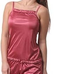 Women's Satin Nightwear Set with Frill Accents - Top and Shorts (Available in XS-6XL and 12 Colors)-image-37