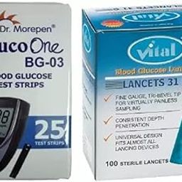 DR.MOREPEN BG-03 25 Test Strips With Vital Round Glucometer Lancets (100)-32