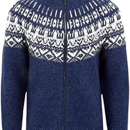 yashidun Men's Slim Fit Zipper Jacquard Sweater with Crew Neck and Long Sleeves Polyester Knit-picture-1