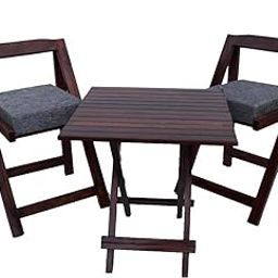 Jyoti Furniture Sheesham Wood Foldable Patio Dining Table 2 Seater, Wooden 2 Seater Coffee Table for Living Room, 2 Seater Patio Folding Set with Square Table for Garden, Walnut Finish-15