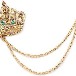 Golden Stone Studded Crown Brooch-image-62