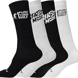 Pure Cotton Motivational Athletic MId Calf/Crew Socks, Set of 4 Pairs, Black and White-picture-17