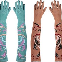 Girl's Blend of Combed Cotton and Lycra Elbow Length Hand Gloves-image-20