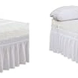 HASTHIP® White Pleated Bed Skirt for Double 78x80 Inches 15 Inches Drop Polyester Cotton Blend Shrinkage Fade Resistant Easy Install Bedroom Decor Essential 2PCS-image-48
