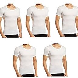 Men's Cotton Vest Half Sleeve White Pack of 5 (75,80,85,90,95,100 cm)-image-80