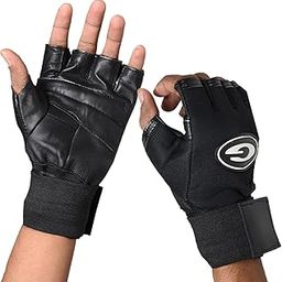 lowercase Sports Leather Gym Gloves for Men with Wrist Support Band for Weight Lifting and Exercise G (Black G)-image-78