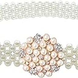 Women'S Adjustable Stretchable Pearl Waist Belt With Golden Buckle And Hollow Tassel Decorative Kamarband For Sarees Free Size(Small Florals)-image-58