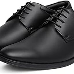 Men's Genuine Leather Formal Shoes | Black Lace-Up Office Wear Derby Shoes | Lightweight & Stylish Dress Shoes for Men-image-22