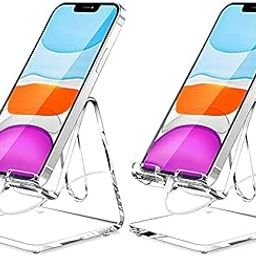 Crpich Acrylic Cell Phone Stand, Portable Phone Holder, Clear Phone Stand for Desk, Compatible with Phone16 15 14 13 12 Pro Max 11 Xr Plus SE, Switch, Android Smartphone, Pad, Desk Accessories, 2 Pack-picture-17