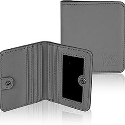 RFID Blocking Womens Leather Small Compact Wallet Slim and Easy to Fit in Pocket,6 Card Slots,1 ID Window, Ladies Mini Purse Money Pocket with Button Closure – (Grey-10.4 Cm x 9 Cm)-image-74