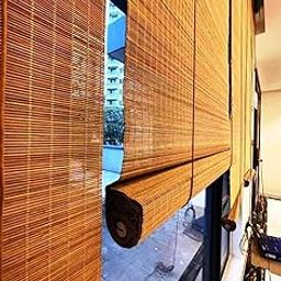 Wow Bamboo Curtains -Rope Mechanism Roll Up Down Bamboo Shade for Sunlight, Dust Protection Window Chick Blinds for Balcony, Restaurant, Hotel, Resort Bamboo Curtains Restaurant (Wooden, 4 * 7)-image-56
