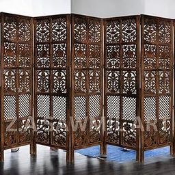 DIAMOND ARTS Decorative Wooden Folding Screen Partition – Durable Mix Frame Design for Privacy (Brown 6 Feet - 5 Panels)-image-67
