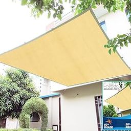 FREDDO HDPE Fabric Cotton Webbing Sun Shade Sails 90% Protection from Sun & UV Rays Ideal for Car Parking, Outdoor Garden, Balcony, Patio, Beige Color, 10 ft x 15 ft, Pack of 1 Piece-10