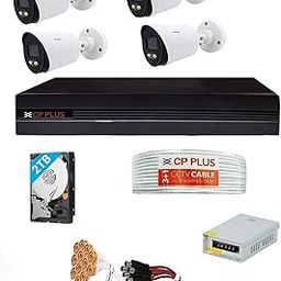 CP PLUS 2.4 MP Guard+ Colour in Vision in Night 4 Camera Combo Kit with (8Ch DVR, 4 Bullet Cameras, 2 TB HDD, Power Supply, 90Mtr Cable,Connectors) CCTV Security Camera Set-54