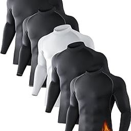 5 or 4 Pack Men's Thermal Turtle Mock Neck Shirts, Long Sleeve Compression Shirts Fleece Lined Undershirt Base Layer Tops-image-57