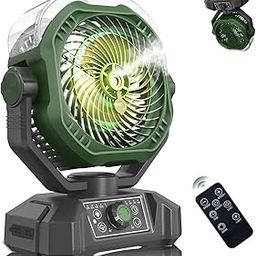 Misting Fan Rechargeable,8-Speed with Dual Mist Modes,40-Inch Long Range Mist,360ML Water tank,Portable Cooling Fan with Remote Control,Dual-Color LED Light for Patio,Camping,and Home Use(green)-picture-29