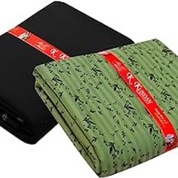 KUNDAN SULZ GWALIOR Men's Cotton Printed Shirt & Solid (Plain) Trouser Fabric Combo Set (Black & Green; 1.30 & 1.60 Meters)-image-33