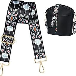 Adjustable Purse Strap Replacement for Women, 1.5" Wide Crossbody Shoulder Strap Boho Handbag Strap(Flower Black)-image-83