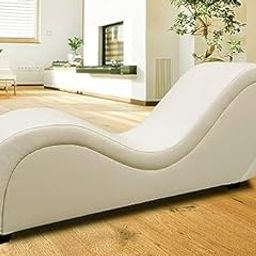 Sky Rise Decor Leatherate Tantric Chaise Loung Chair, Yoga Chaise Lounge,Relaxing Chaise Lounge Chair, loveseats and chaises with Cushion for Living Room or Holway (Cream)-image-14