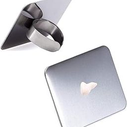 FEELHIGH Nail Art Supplies Stainless Steel Mini Finger Ring Palette Makeup Cream Foundation Finger Plate Nail Art Paint Color Mixing Palette Makeup Spatula (2 Pack)-35