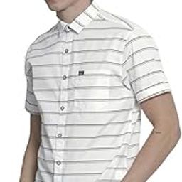 Men Cotton Slim Fit Striped Half Sleeves Spread Collar Casual Shirt-image-33