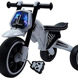 JoyRide Himalayan 1 Best Trike Baby Tricycle with Headlight, Music,Eva Wheels & Curved Seat, for 12 Months to 48 Months Boys/Girls/Carrying Capacity Upto 30kgs White-image-39