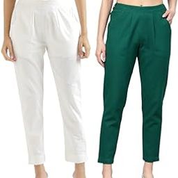 kashishiya Pack of Two Pure Cotton Straight Fit Trouser Pants for Women & Girls - Set of 2-picture-49
