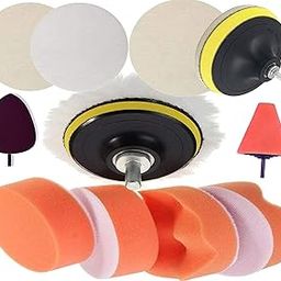 DIY Crafts With 2x Felt Pads, 3" inch Kit, 7 Pcs Gross Polishing Buffing Pad Kit Car Polisher M10/14 Drill Adapter Car Polish Sponge Wheel Kit Car Wash Clean (With 2x Felt Pads, 3" inch Kit)-image-8