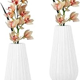 Garden's Need 8-Inch(20.32 cm) Omega Flower Vase| Round Shape, White | Durable and Stylish Planter for Home, Office, Garden, and Table Decor (Set of 2)-image-1