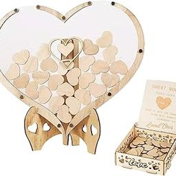 UJEAVETTE Wedding Guest Book Drop Box Rustic Decor for Anniversary Transparent Heart-image-45