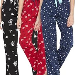 Women'S Pack Of 3 Cotton Assorted Color & Prints Pyjama-image-43