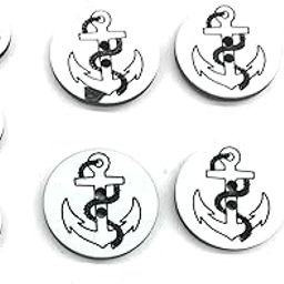 Nautical ANCHOR BUTTON SET -Tailored 2 Hole- White/Black ~ For Suits, Sport Coat, Uniform, Jacket, Dresses 11 Pc.-image-25