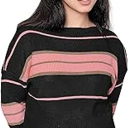 icw Women's Knit Loose Fit Boat Neck Drop Shoulder Crop Top Pullover Sweater (ONE Size Fit Bust 32-36 INCH) (Green)-picture-13