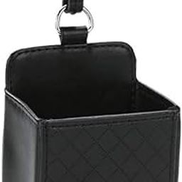 Homava Car Auto Air Vent Leather Tidy Storage Hanging Bag Case Organizer for Keys, Coin, Cell Phone & Glasses. Universal Vehicle Small Bucket with Hook. Keep Your Car Clean & Organized | Black-11