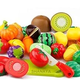 SHANAYA Sliceable Cutting Fruits Pretend Play Set Toy with Cutting Board and Knife for Kids, Girls, Boys - Multicolor Random Fruits - 9 Pieces Set-image-61