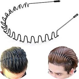 Metal Hair Bands for Men Women's Headbands Unisex Black Wavy Spring Sports Headband for Men Hoop Clips Accessories Elastic Non Slip Outdoors-6