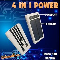 Solar Charging 10000mAh Power Bank, 15W Fast Charging |Solar Panel| Buit-in 4-in-1 Cables | 4 Output Ports and 3 Input | Digital Display |LED Torch|for Smartphones 15 W, Black, Lithium Polymer-image-50