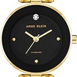 Stainless Steel Women's Ak 1980Bkgb Diamond Accented Dial Black and Gold Tone Bangle Analog Watch One Size Black/Gold-picture-54